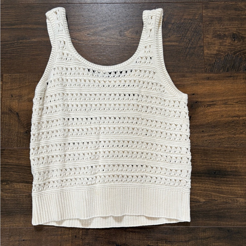 Old Navy Cotton Crochet Cream Knit Tank Top